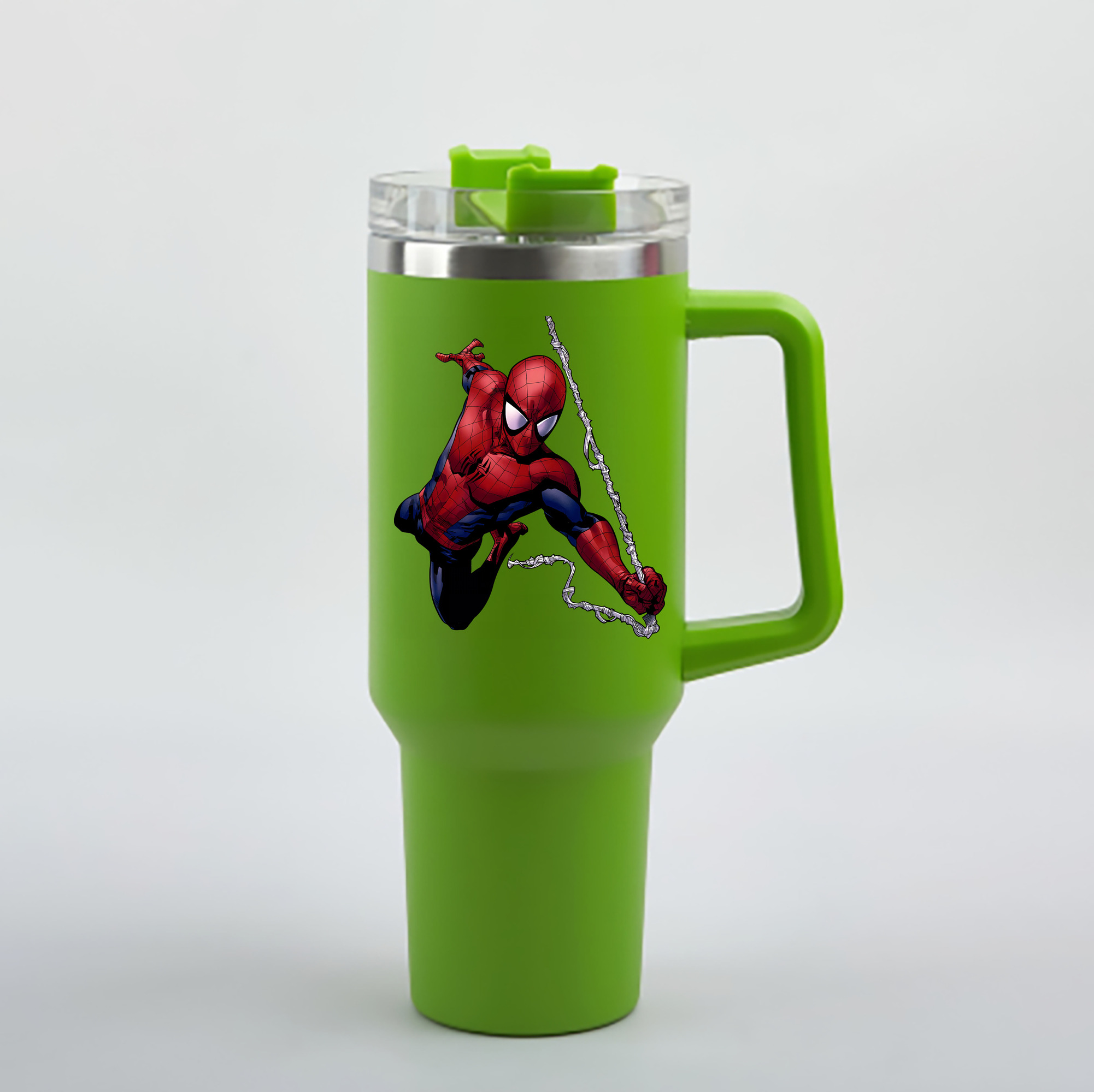 （画像用） Spider Man スパイダーマン 1200mL車用タンブラー - クリスタルステッカー（プラスチックストロー付き）